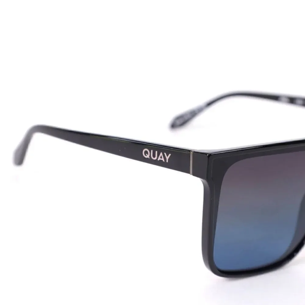 Quay Australia NIGHTFALL Extra Large Sunglasses-Black/Black Blue Polariz…